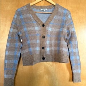 Madewell Blue and Brown Plaid Cardigan